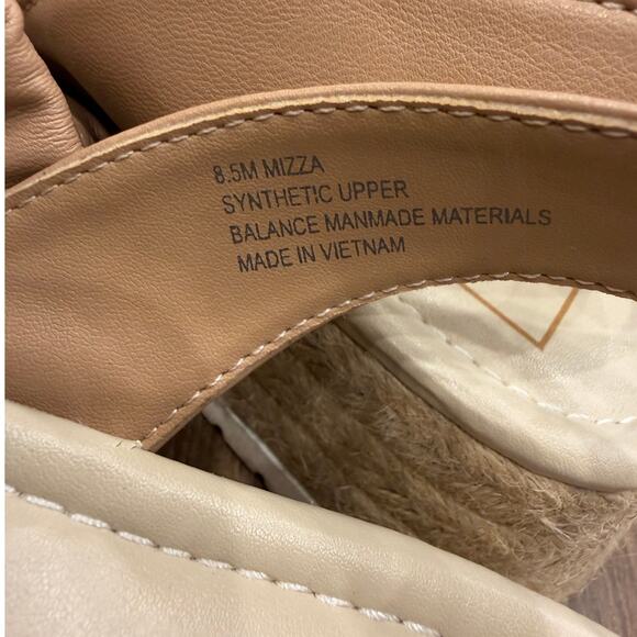 Dolce Vita Mizza Tan & White Ruched Strap Espadrille Platform Sandals Size 8.5 - Picture 7 of 7